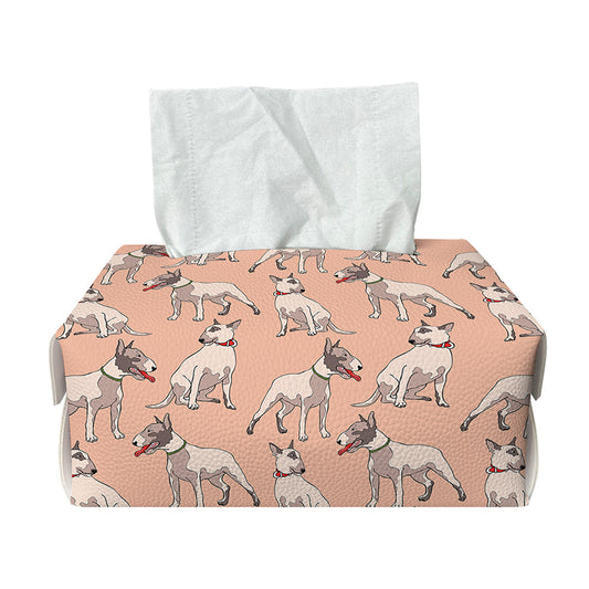 Orange Bull Terrier Pattern Print Rectangle Tissue Box Cover