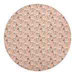 Orange Bull Terrier Pattern Print Round Blanket