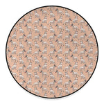 Orange Bull Terrier Pattern Print Round Floor Mat