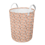 Orange Bull Terrier Pattern Print Round Laundry Basket