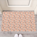 Orange Bull Terrier Pattern Print Rubber Doormat