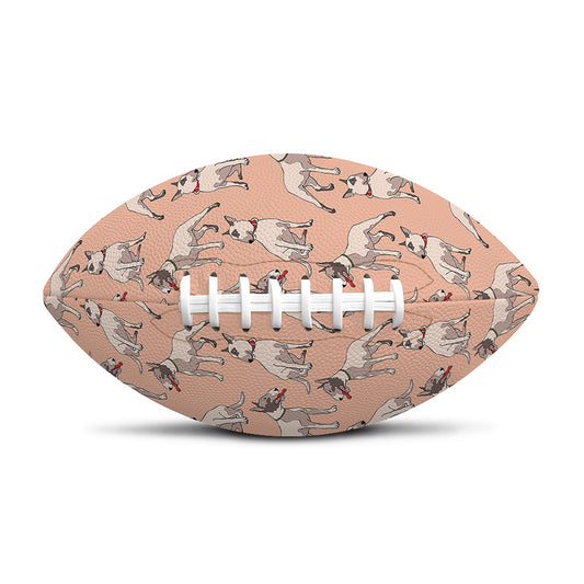 Orange Bull Terrier Pattern Print Rugby Ball
