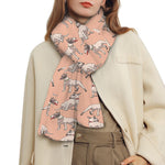 Orange Bull Terrier Pattern Print Scarf