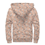 Orange Bull Terrier Pattern Print Sherpa Lined Zip Up Hoodie