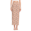 Orange Bull Terrier Pattern Print Side Slit Maxi Skirt