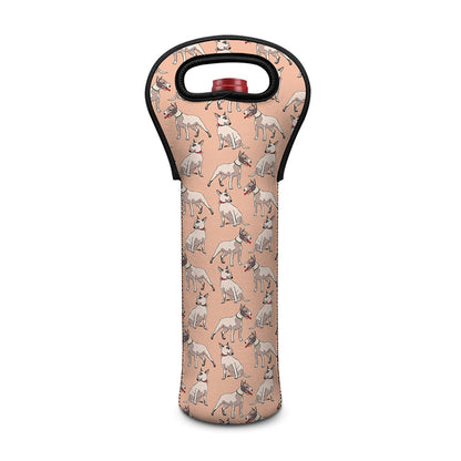 Orange Bull Terrier Pattern Print Single Neoprene Wine Tote
