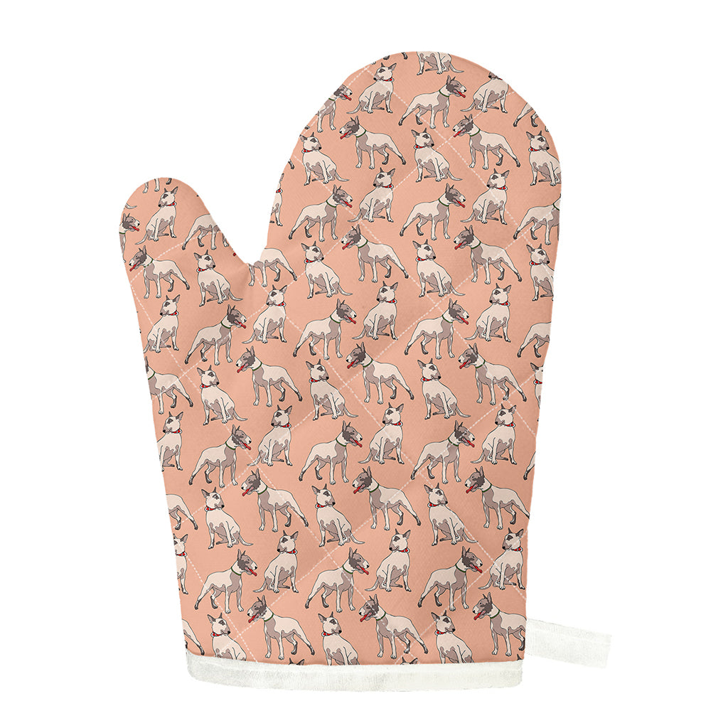 Orange Bull Terrier Pattern Print Single Oven Mitt