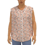 Orange Bull Terrier Pattern Print Sleeveless Baseball Jersey