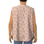 Orange Bull Terrier Pattern Print Sleeveless Baseball Jersey