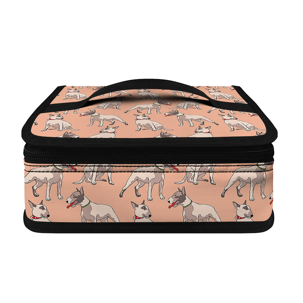 Orange Bull Terrier Pattern Print Small Lunch Bag