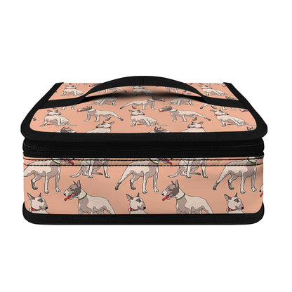 Orange Bull Terrier Pattern Print Small Lunch Bag