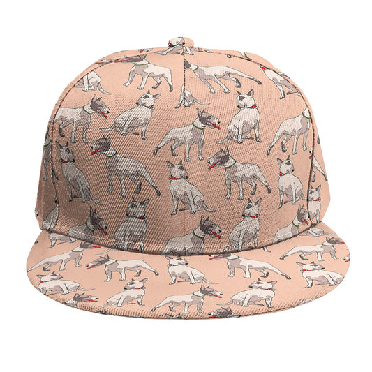 Orange Bull Terrier Pattern Print Snapback Cap