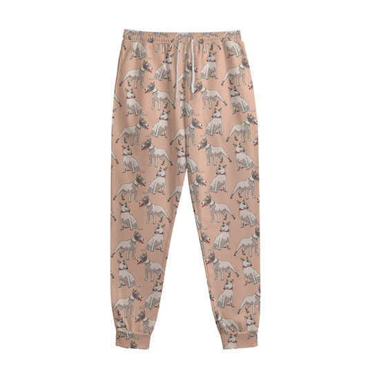 Orange Bull Terrier Pattern Print Sweatpants