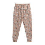 Orange Bull Terrier Pattern Print Sweatpants