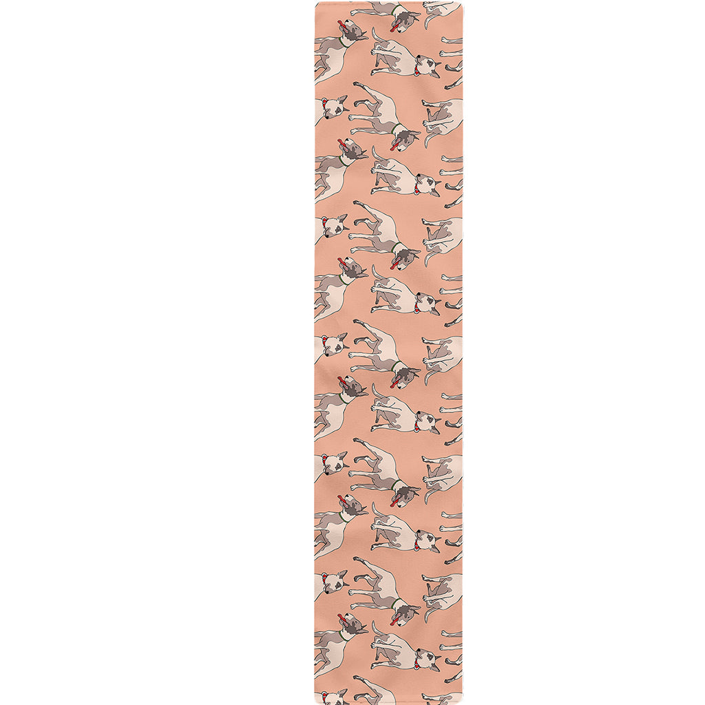 Orange Bull Terrier Pattern Print Table Runner