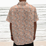 Orange Bull Terrier Pattern Print Textured Short Sleeve Shirt