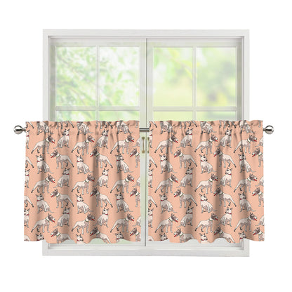 Orange Bull Terrier Pattern Print Tier Curtains