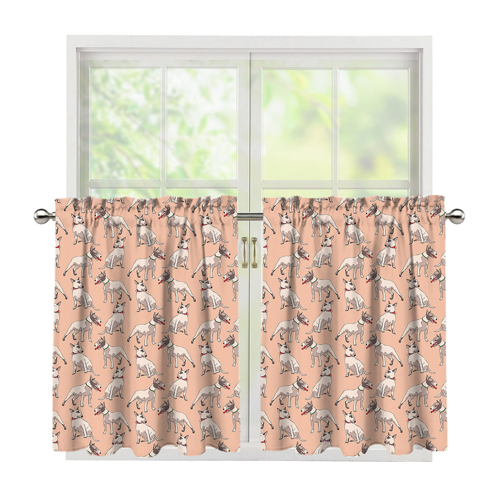 Orange Bull Terrier Pattern Print Tier Curtains