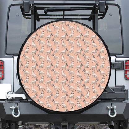 Orange Bull Terrier Pattern Print Tire Cover