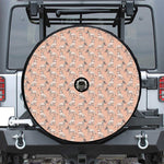 Orange Bull Terrier Pattern Print Tire Cover With Camera Hole