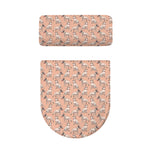 Orange Bull Terrier Pattern Print Toilet Lid And Tank Cover Set