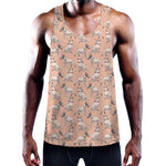 Orange Bull Terrier Pattern Print Training Tank Top