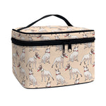 Orange Bull Terrier Pattern Print Travel Makeup Bag