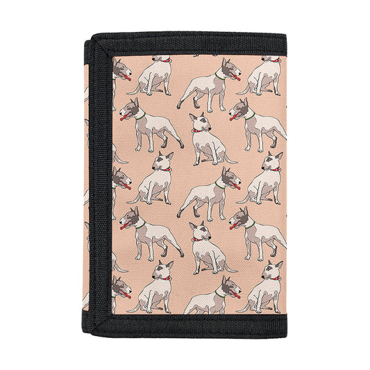 Orange Bull Terrier Pattern Print Trifold Wallet