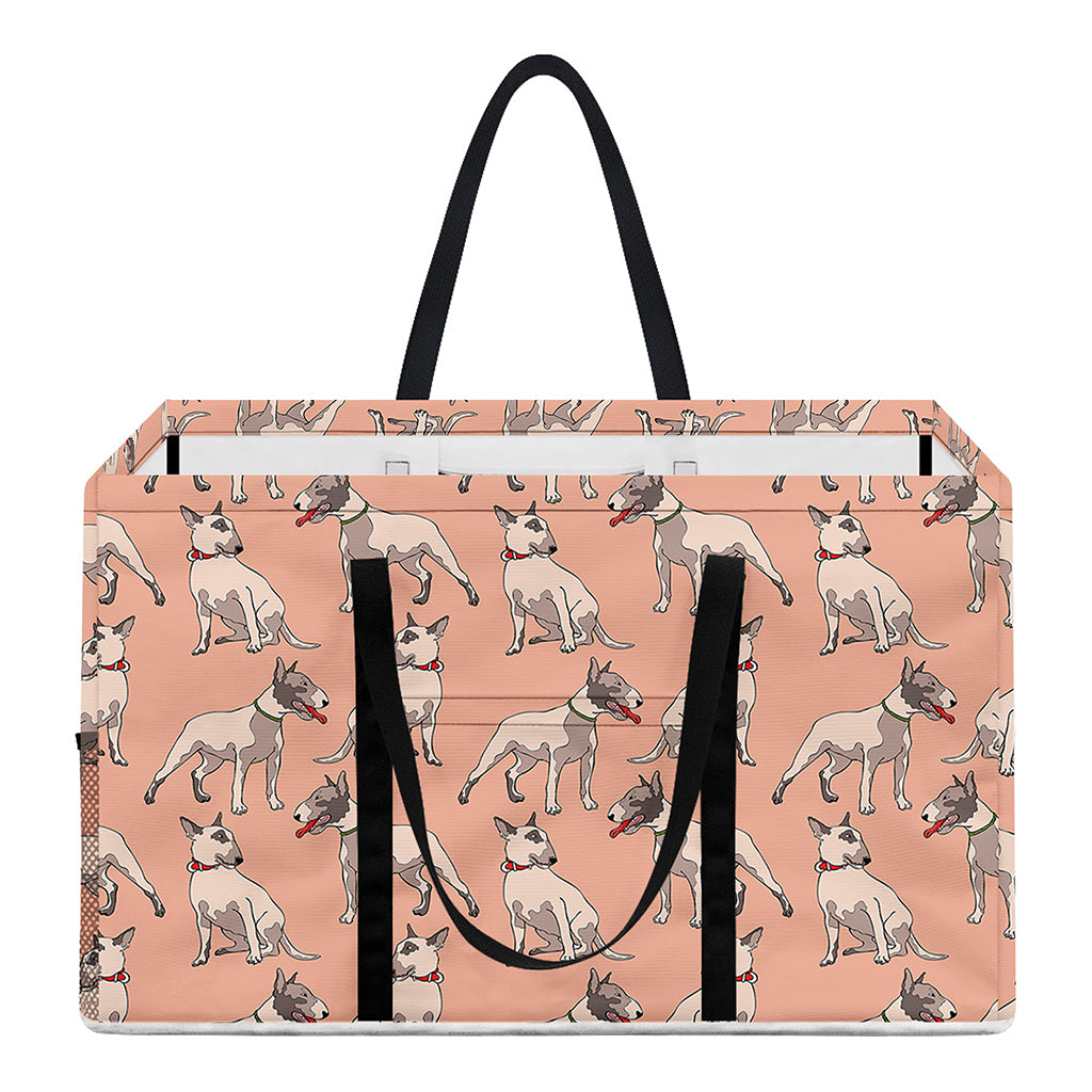 Orange Bull Terrier Pattern Print Utility Tote Bag