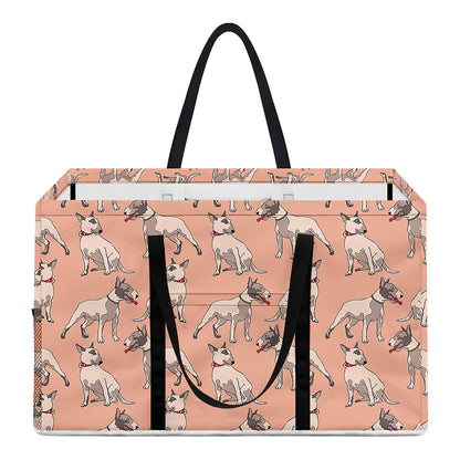 Orange Bull Terrier Pattern Print Utility Tote Bag