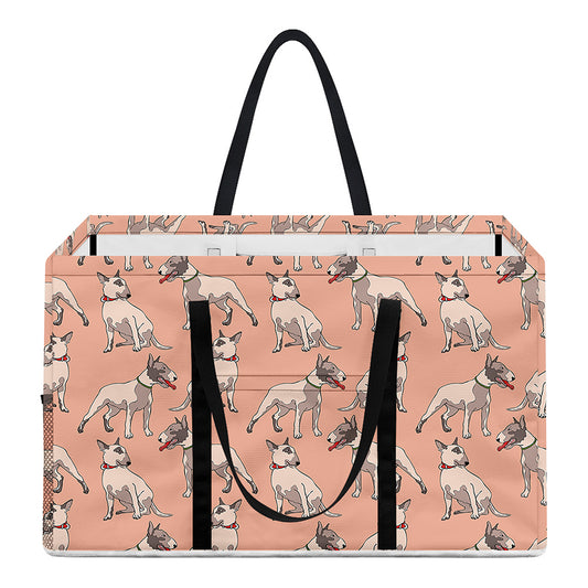 Orange Bull Terrier Pattern Print Utility Tote Bag