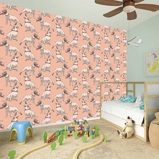 Orange Bull Terrier Pattern Print Wall Sticker