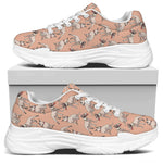 Orange Bull Terrier Pattern Print White Chunky Shoes