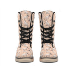 Orange Bull Terrier Pattern Print Winter Boots