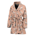 Orange Bull Terrier Pattern Print Women's Bathrobe