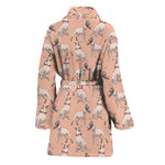 Orange Bull Terrier Pattern Print Women's Bathrobe