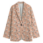 Orange Bull Terrier Pattern Print Women's Blazer