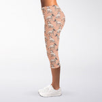 Orange Bull Terrier Pattern Print Women's Capri Leggings