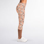 Orange Bull Terrier Pattern Print Women's Capri Leggings