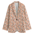 Orange Bull Terrier Pattern Print Women's Cotton Blazer