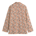 Orange Bull Terrier Pattern Print Women's Cotton Blazer