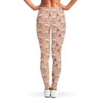 Orange Bull Terrier Pattern Print Women's Leggings