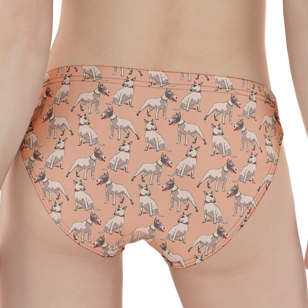 Orange Bull Terrier Pattern Print Women's Panties