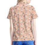 Orange Bull Terrier Pattern Print Women's Polo Shirt
