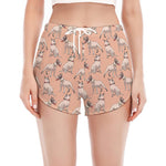 Orange Bull Terrier Pattern Print Women's Split Running Shorts