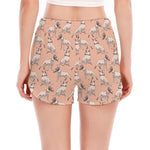 Orange Bull Terrier Pattern Print Women's Split Running Shorts