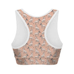 Orange Bull Terrier Pattern Print Women's Sports Bra