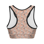 Orange Bull Terrier Pattern Print Women's Sports Bra