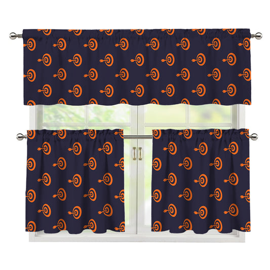 Orange Bullseye Target Pattern Print 3 Piece Kitchen Curtains