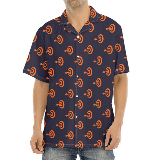 Orange Bullseye Target Pattern Print Aloha Shirt